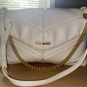 Steve Madden White Shoulder Bag with Gold Chain